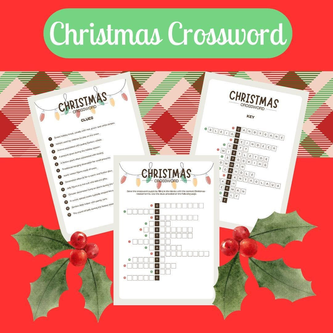 christmas crossword puzzle party games etsy with christmas entertainment crossword clue Christmas Crossword Puzzle, Party Games - Etsy with Christmas Entertainment Crossword Clue