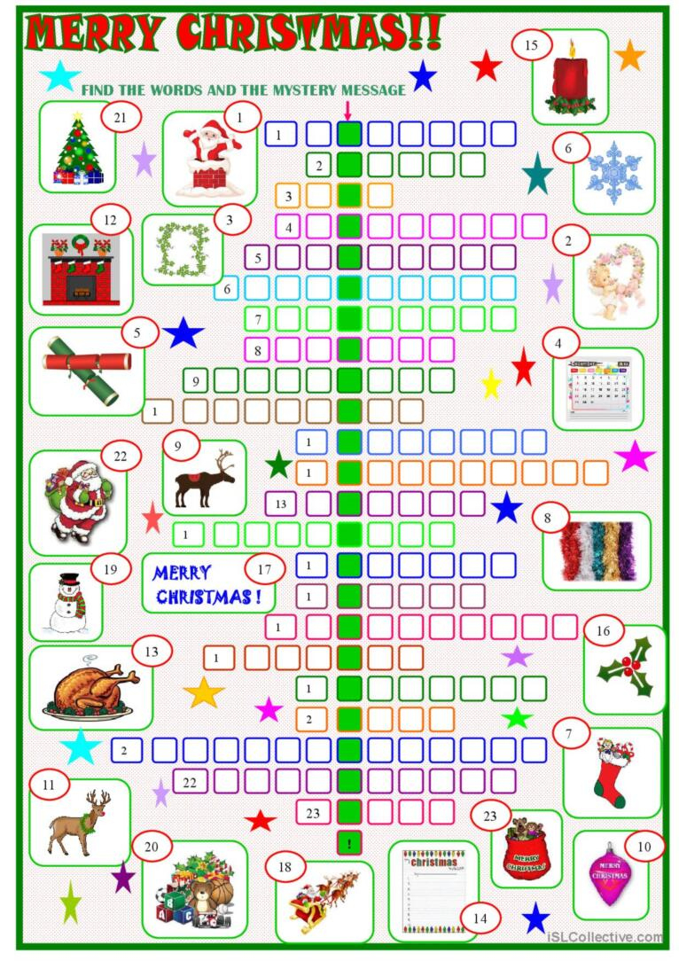 Christmas : Crossword Puzzle With A…: English Esl Worksheets Pdf &amp;amp; Doc inside Christmas Crossword Puzzle Worksheet Answers