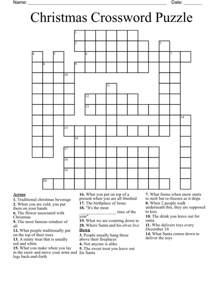 Free Christmas Crossword Printable Free Christmas Crossword Printable