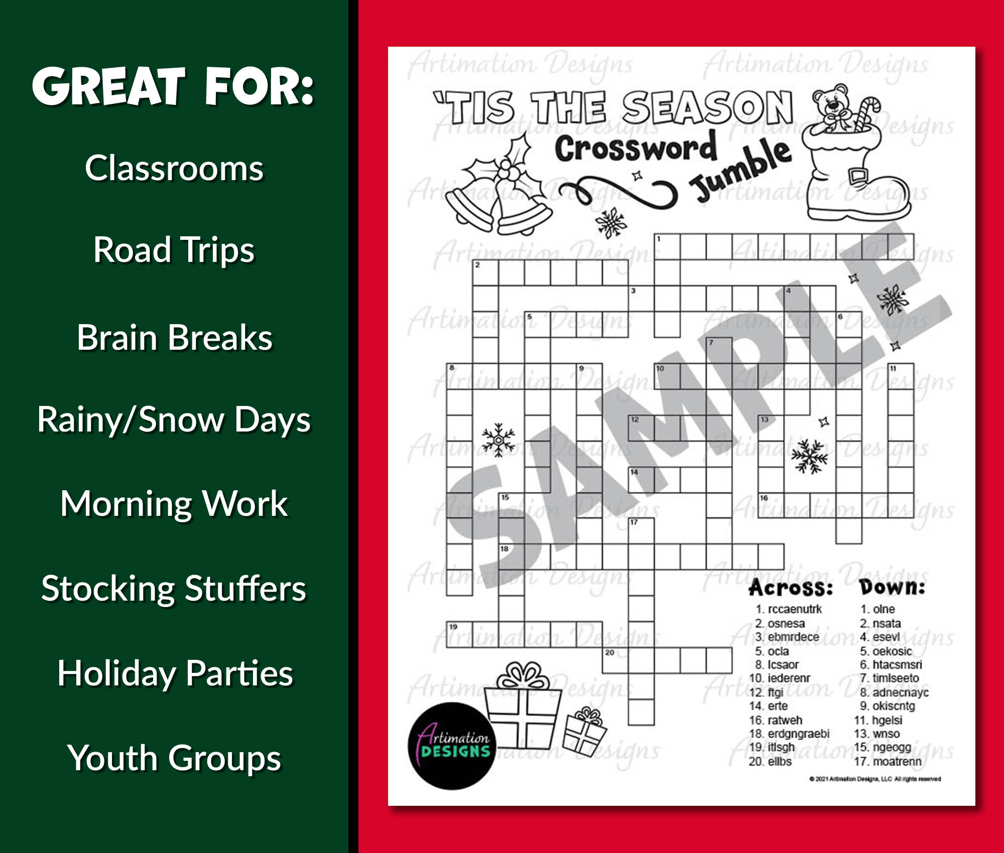 Christmas Crossword Word Puzzle | Word Scramble | Word Game throughout Christmas Stocking Stuffer Crossword