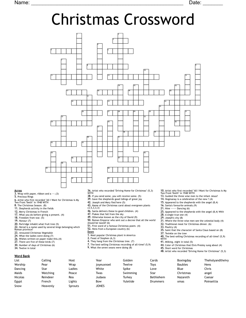 christmas crossword wordmint regarding many a christmas tree crossword Christmas Crossword - Wordmint regarding Many A Christmas Tree Crossword