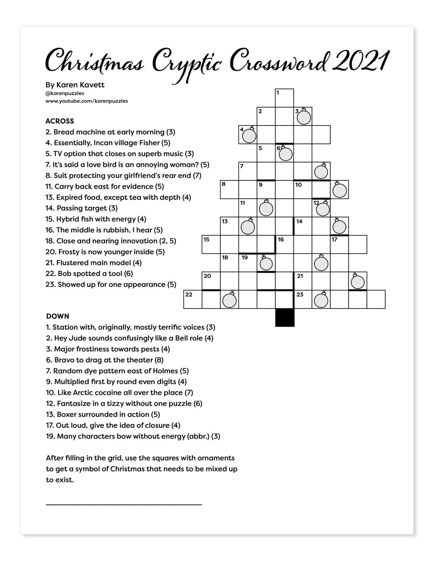 christmas cryptic crossword 2021 karen kavett regarding christmas cryptic crossword clues Christmas Cryptic Crossword 2021 - Karen Kavett regarding Christmas Cryptic Crossword Clues