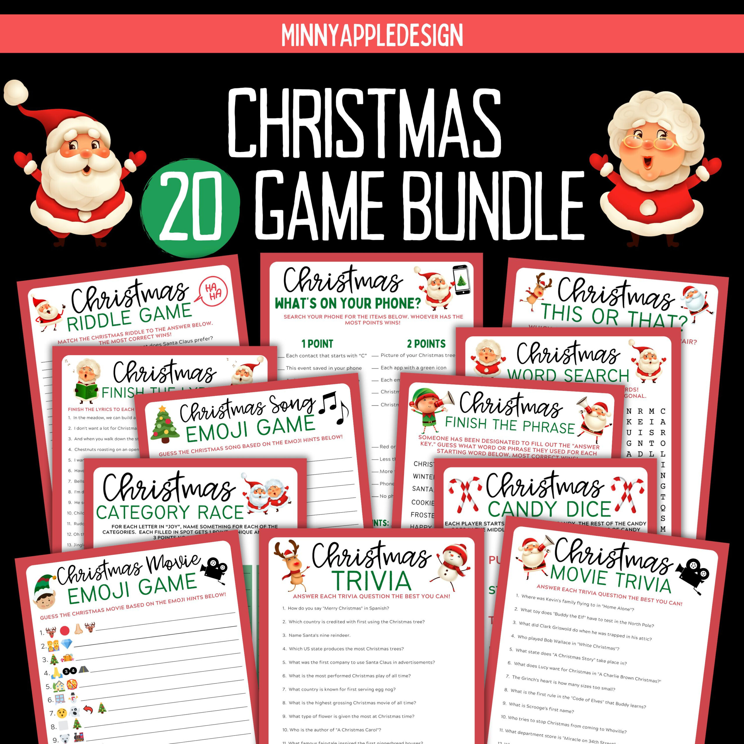 Christmas Printable Games - Etsy Canada pertaining to Christmas Carol Meanie Crossword Clue