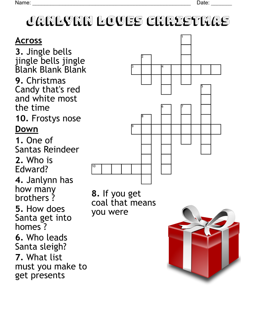 Christmas Theme Crossword - Wordmint intended for Free Christmas Crosswords For Adults
