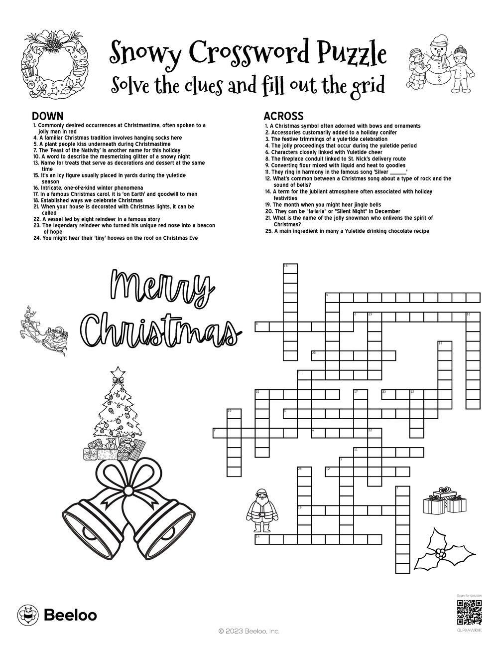 Christmas-Themed Crossword Puzzles • Beeloo Printable Crafts And for Christmas Season Activity Crossword