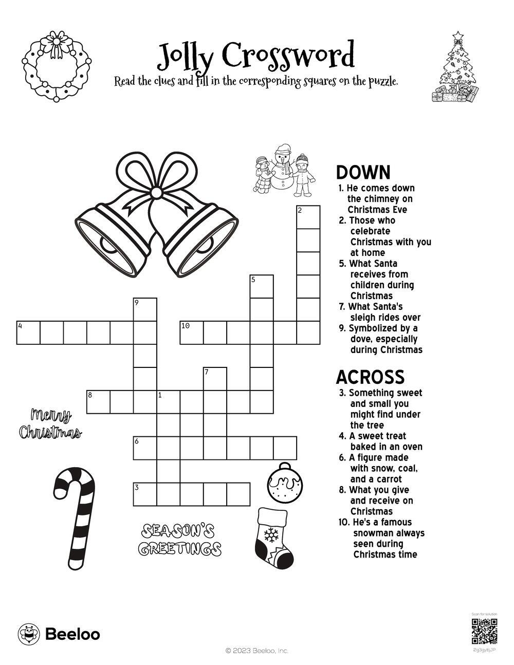 Christmas-Themed Crossword Puzzles • Beeloo Printable Crafts And throughout Naughty Child&amp;#039;S Christmas Gift Crossword Clue