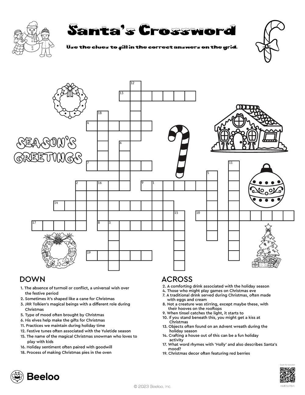 Christmas-Themed Crossword Puzzles • Beeloo Printable Crafts And with regard to Spot For Christmas Decorations Crossword