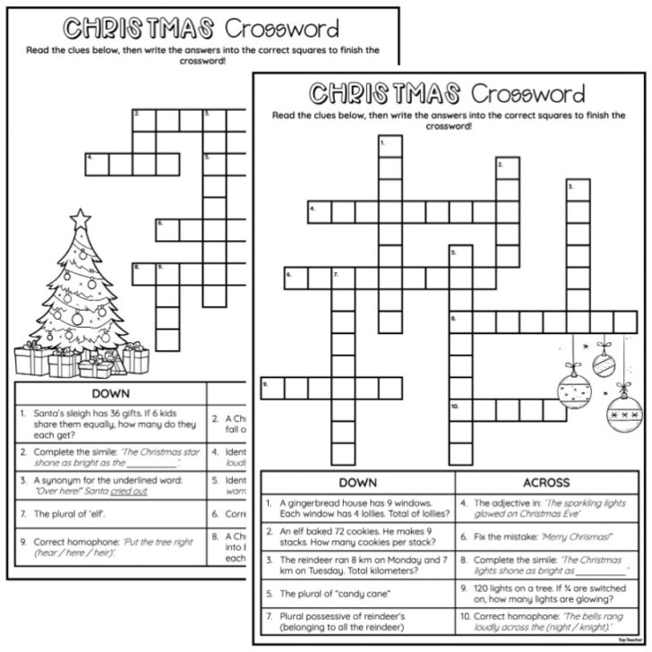 White Christmas Star Crossword
