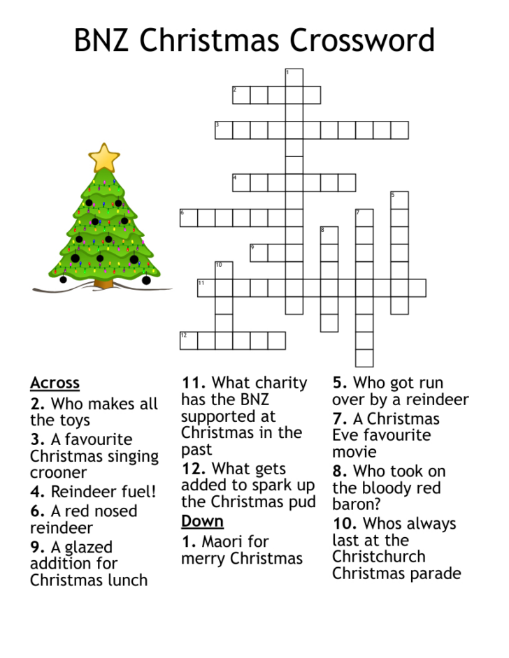 Christmas Trivia Crossword Puzzle