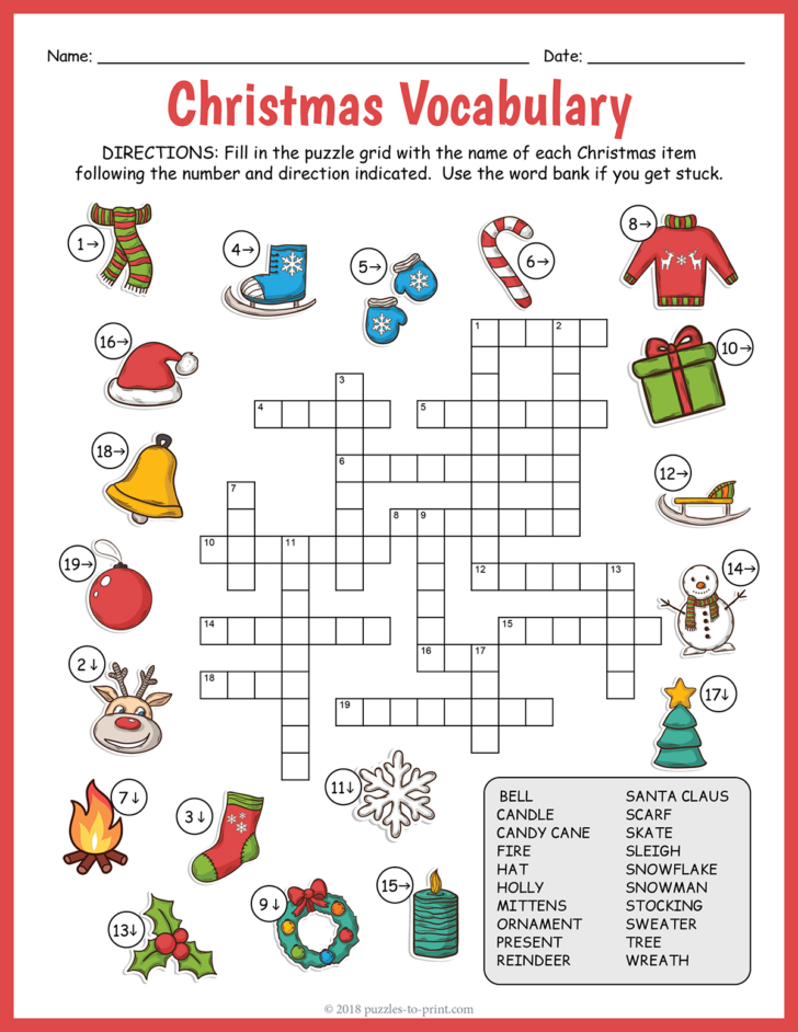 Free Printable Christmas Crossword Puzzle For Kids Free Printable Christmas Crossword Puzzle For Kids
