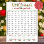 Christmas Word Search Game Printable, Christmas Party Game, Word With Christmas Wreath Material Crossword Puzzle