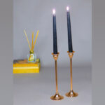 Copper Taper Candle Holder Set: Handcrafted Thin Candlestick   Etsy Intended For Slender Christmas Candle Crossword Clue