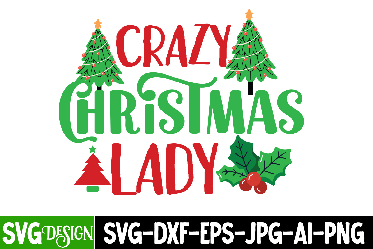 Crazy Christmas Lady T-Shirt Design, Crazy Christmas Lady Vector T with regard to Yankee Blank Christmas Party Tradition Crossword