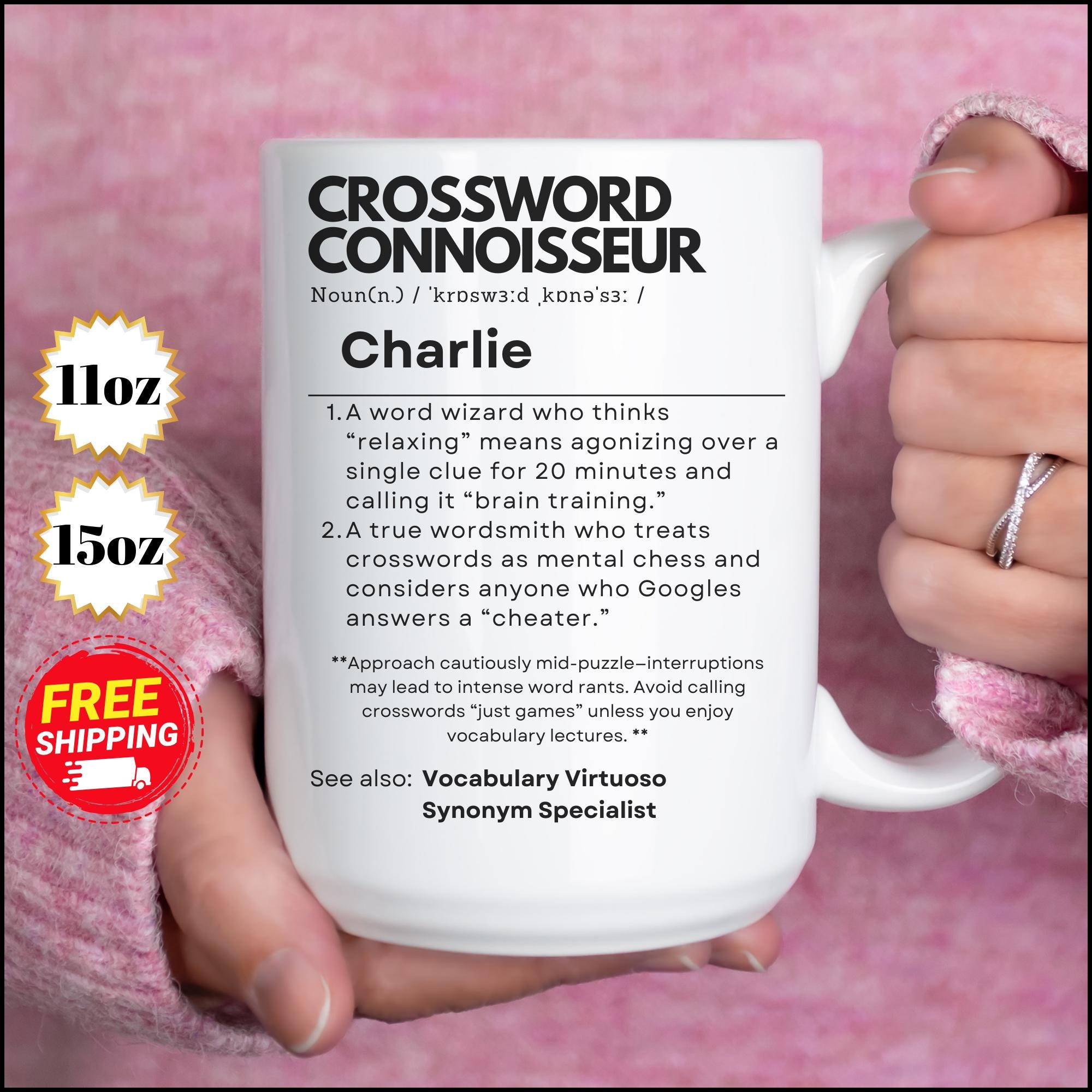 Crossword Connoisseur Mug: Personalized Puzzle Lover Gift - Etsy with Some Gag Christmas Gifts Nyt Crossword Clue