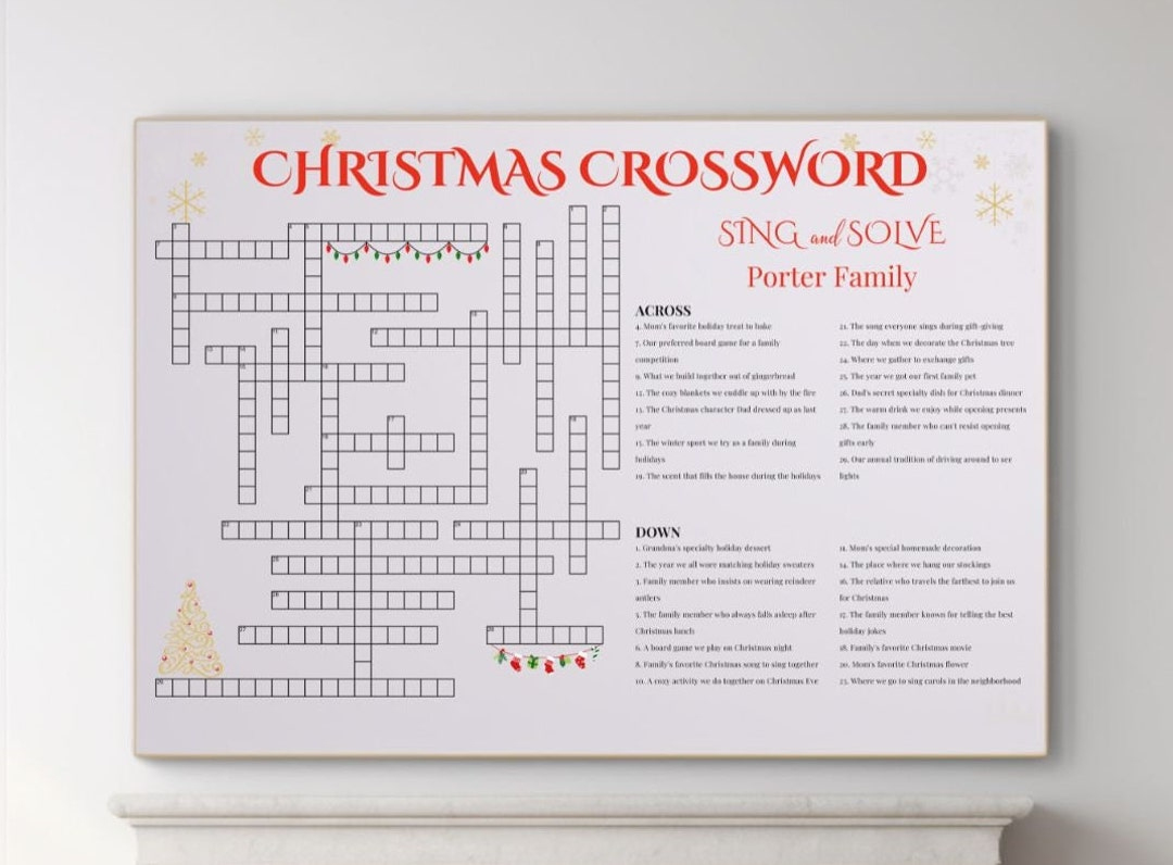 Custom Christmas Crossword Puzzle: Giant Family Game (Digital for Storage Area For Christmas Toys Crossword