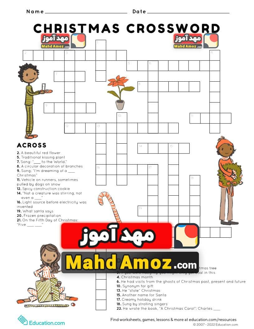 daa9d8a7d8b1d8a8d8b1daaf christmas crossword d985d987d8afd8a2d985d988d8b2 in a beautiful red flower christmas crossword کاربرگ Christmas Crossword — مهدآموز in A Beautiful Red Flower Christmas Crossword
