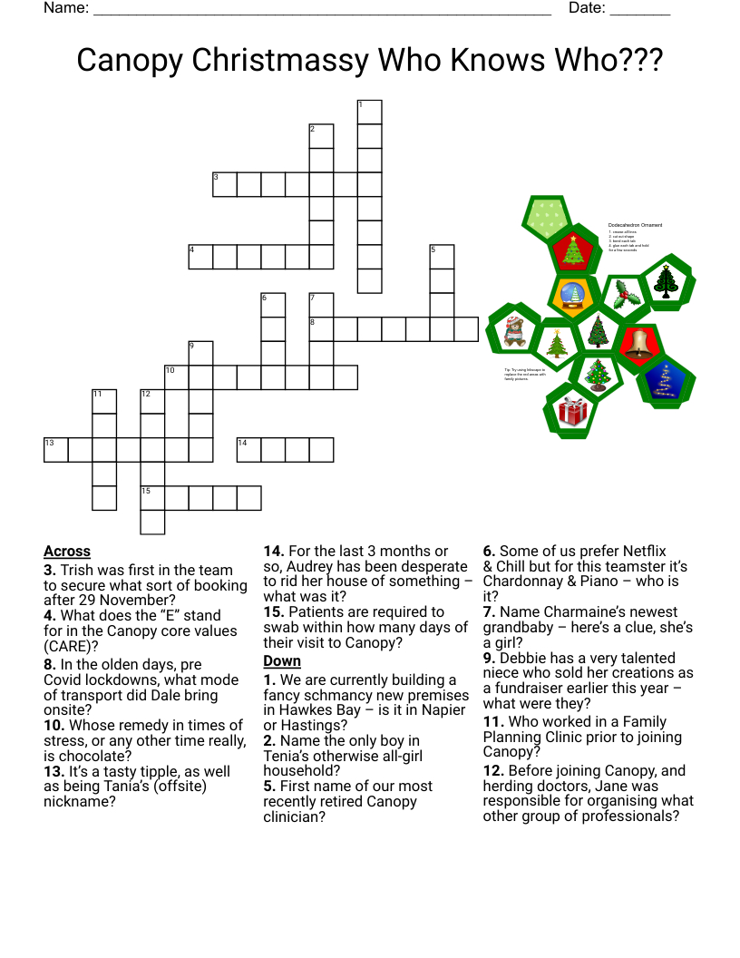 December Crossword Puzzle - Wordmint in Last Christmas Group Crossword