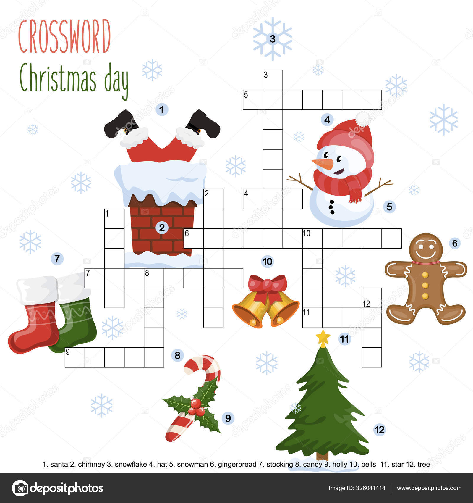Easy Crossword Puzzle &amp;#039;Christmas Day&amp;#039; Children Elementary Middle with Christmas Crossword For Middle School