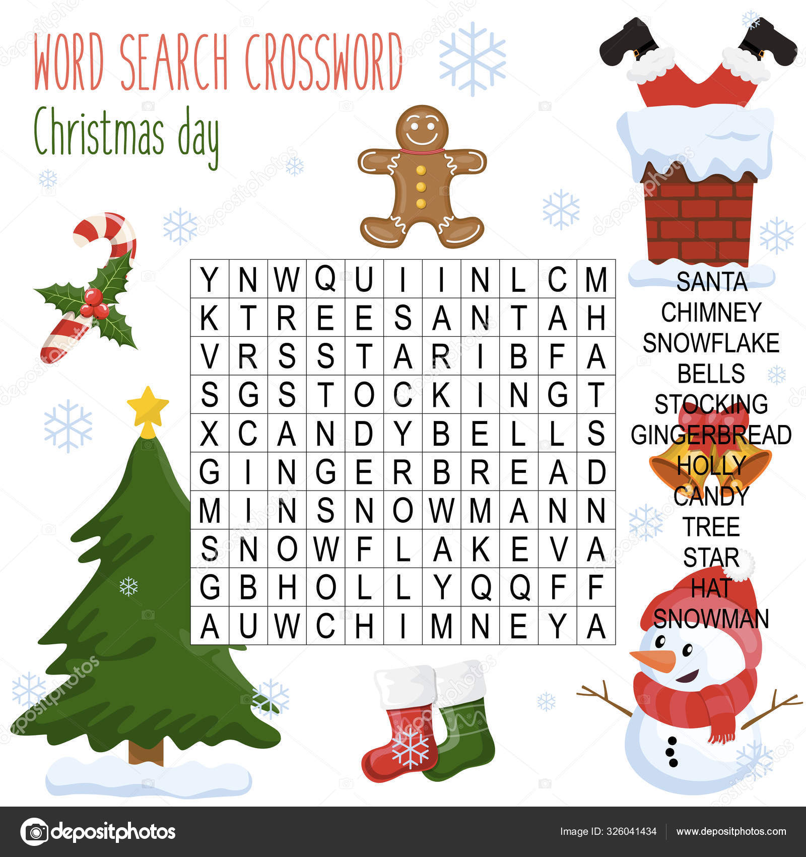 Easy Word Search Crossword Puzzle &amp;#039;Christmas Day&amp;#039; Children within Online Christmas Greeting Crossword