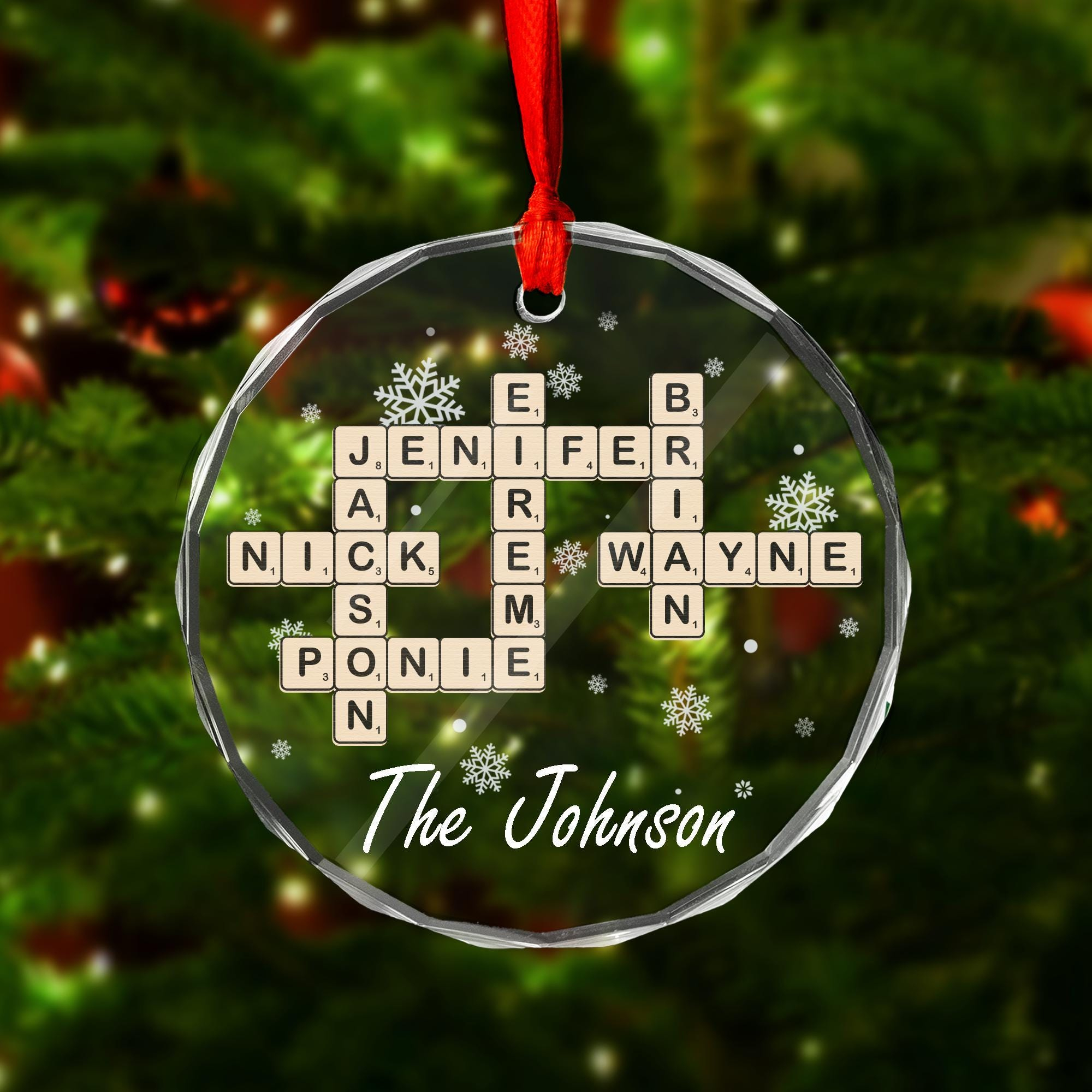 Family Crossword Christmas Ornament, Scrabble Personalized with regard to Shapes of Many Christmas Ornaments Crossword