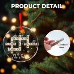 Family Crossword Christmas Ornament, Scrabble Personalized With Shapes Of Many Christmas Ornaments Crossword