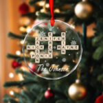 Family Crossword Christmas Ornament, Scrabble Personalized Within Shapes Of Many Christmas Ornaments Crossword Clue