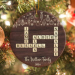 Family Crossword Puzzle Ornament, Custom Family Member Name With Regard To Christmas Ornament Crossword Clue