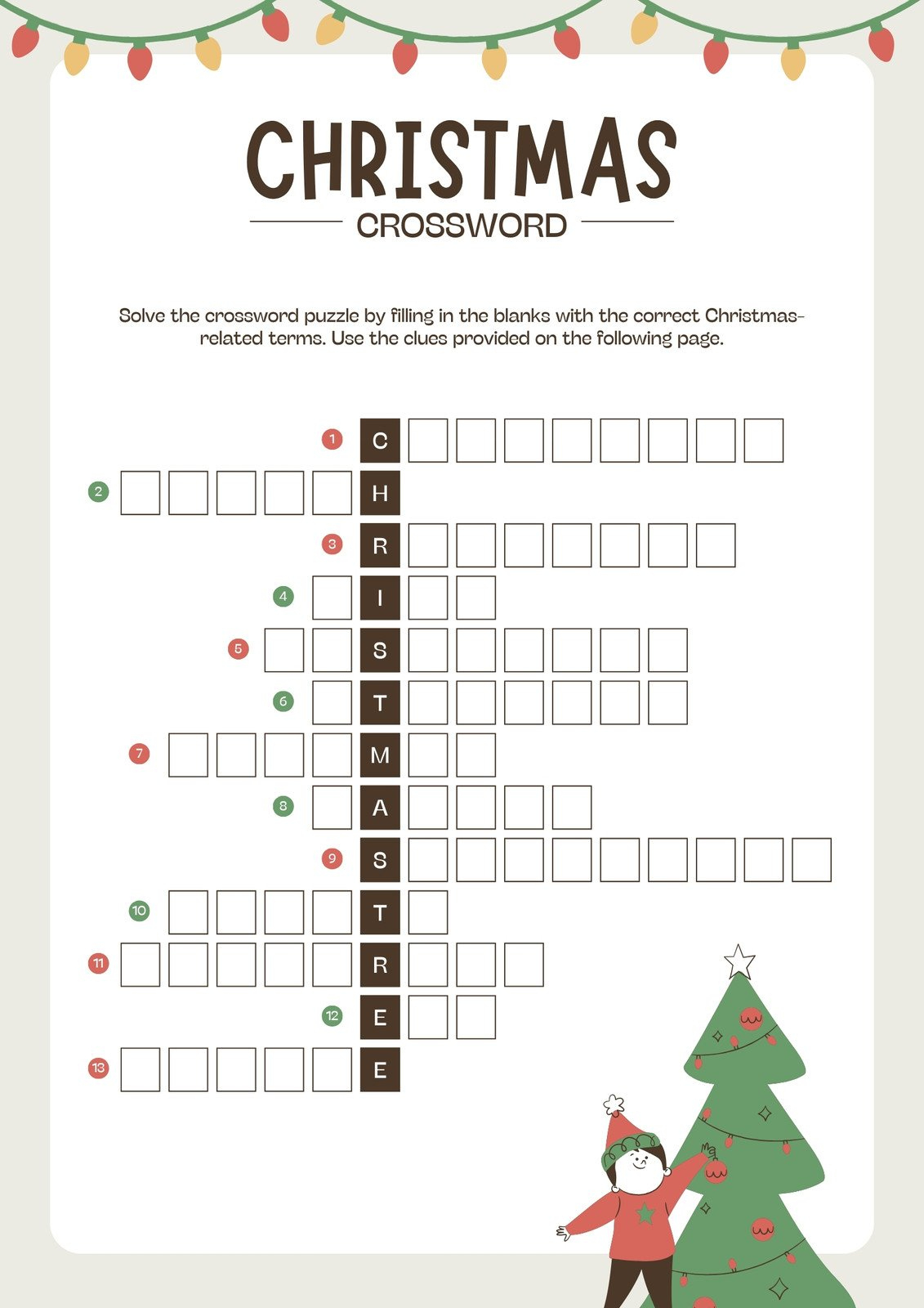 Free And Customizable Crossword Puzzle Templates | Canva pertaining to Christmas Online Crossword Puzzle