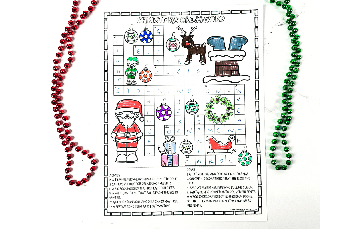 Free Christmas Crossword Printable throughout From Which Christmas Lights Might Hang Crossword