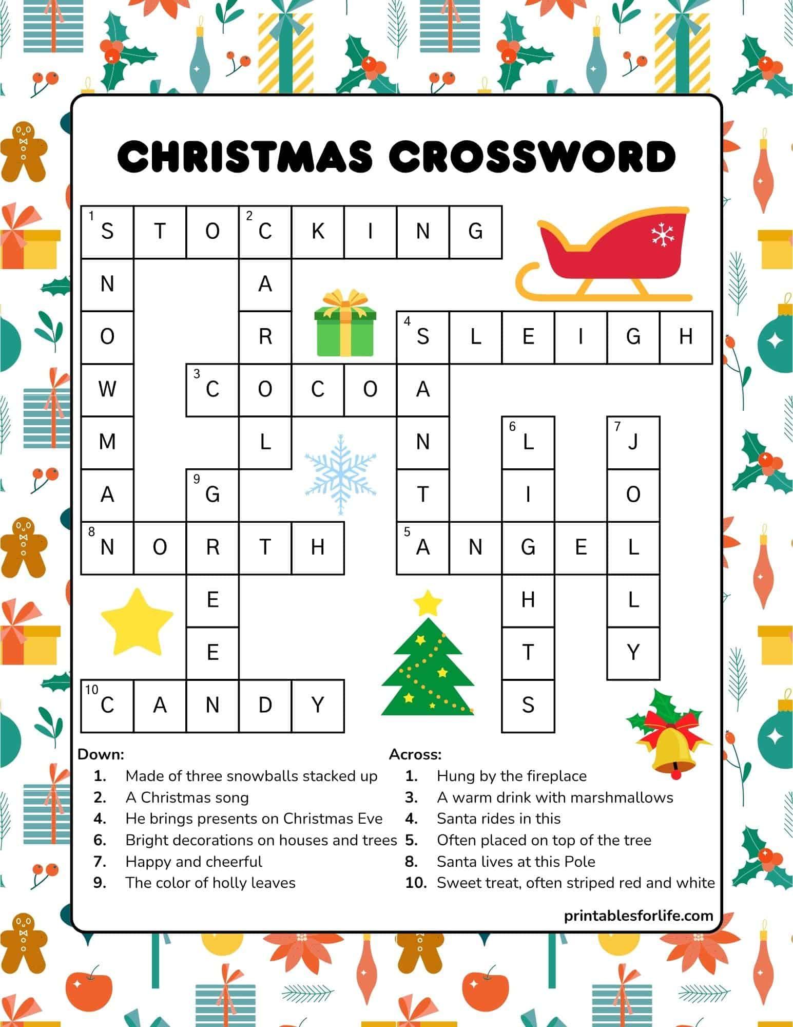 Free Printable Christmas Crossword Puzzle For Kids with regard to Christmas Crossword Clue 4 Letters
