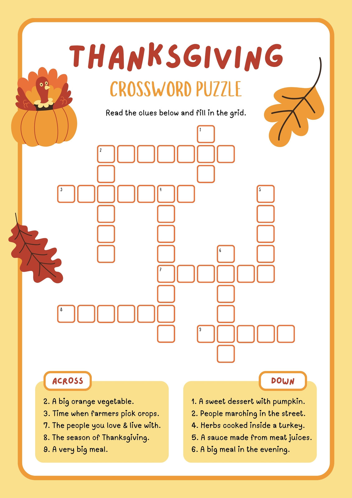 free printable thanksgiving worksheet templates canva with blank log christmas dessert crossword Free Printable Thanksgiving Worksheet Templates | Canva with Blank Log Christmas Dessert Crossword