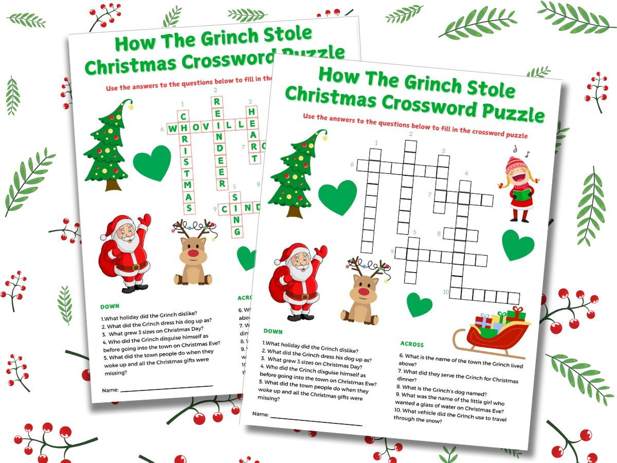free printable the grinch word games for how the grinch stole christmas crossword puzzle answer key Free Printable The Grinch Word Games for How The Grinch Stole Christmas Crossword Puzzle Answer Key