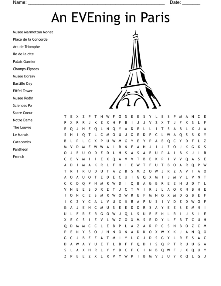 Christmas in Paris Crossword Christmas in Paris Crossword