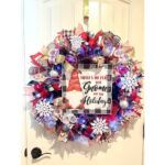 Handmade Christmas Gnome For The Holidays Ribbon Door Wreath 26 Regarding Christmas Wreath Material Daily Themed Crossword