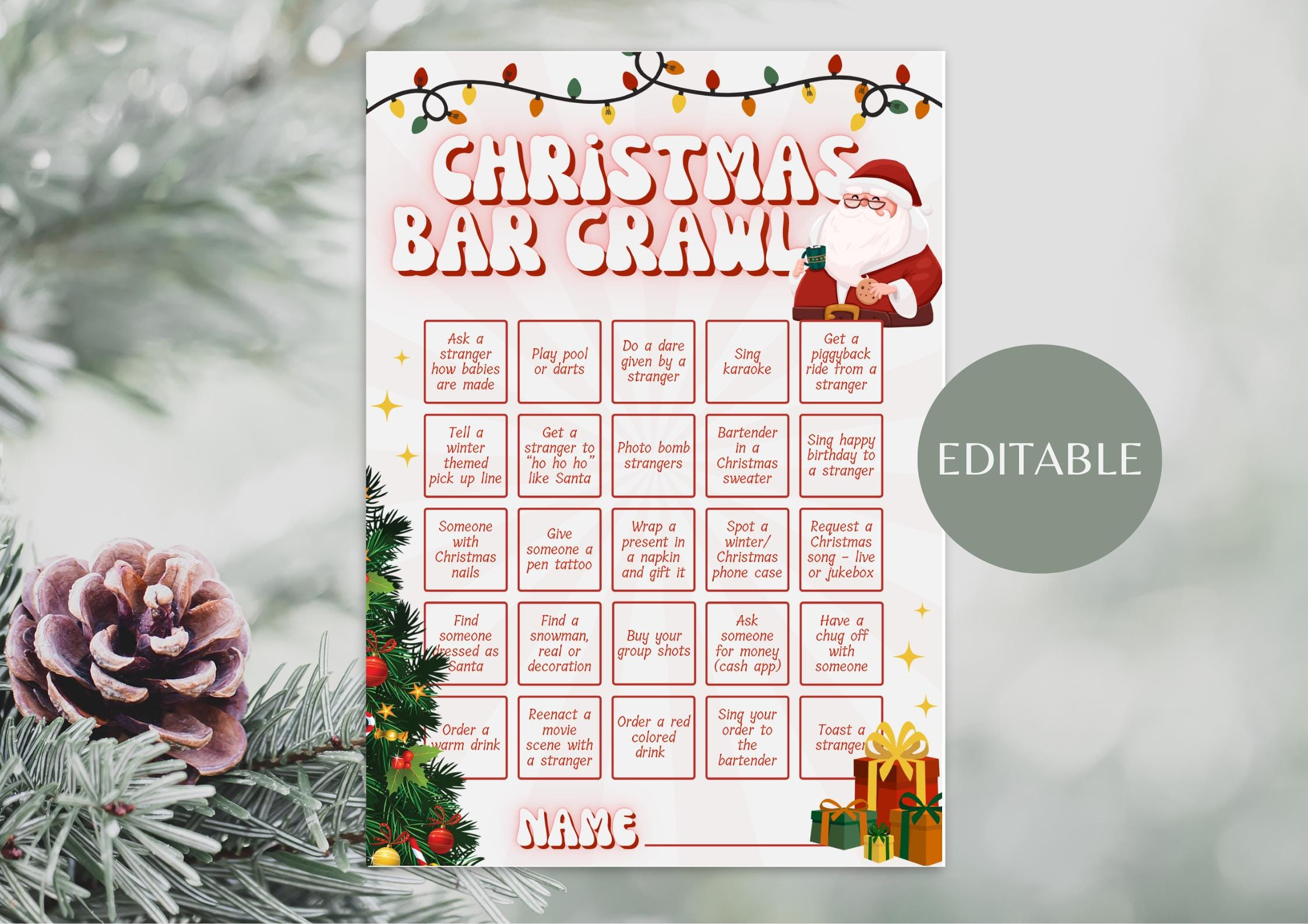 Holiday Scavenger Hunt Adults - Etsy Uk inside Christmas Themed Pub Crawl Crossword