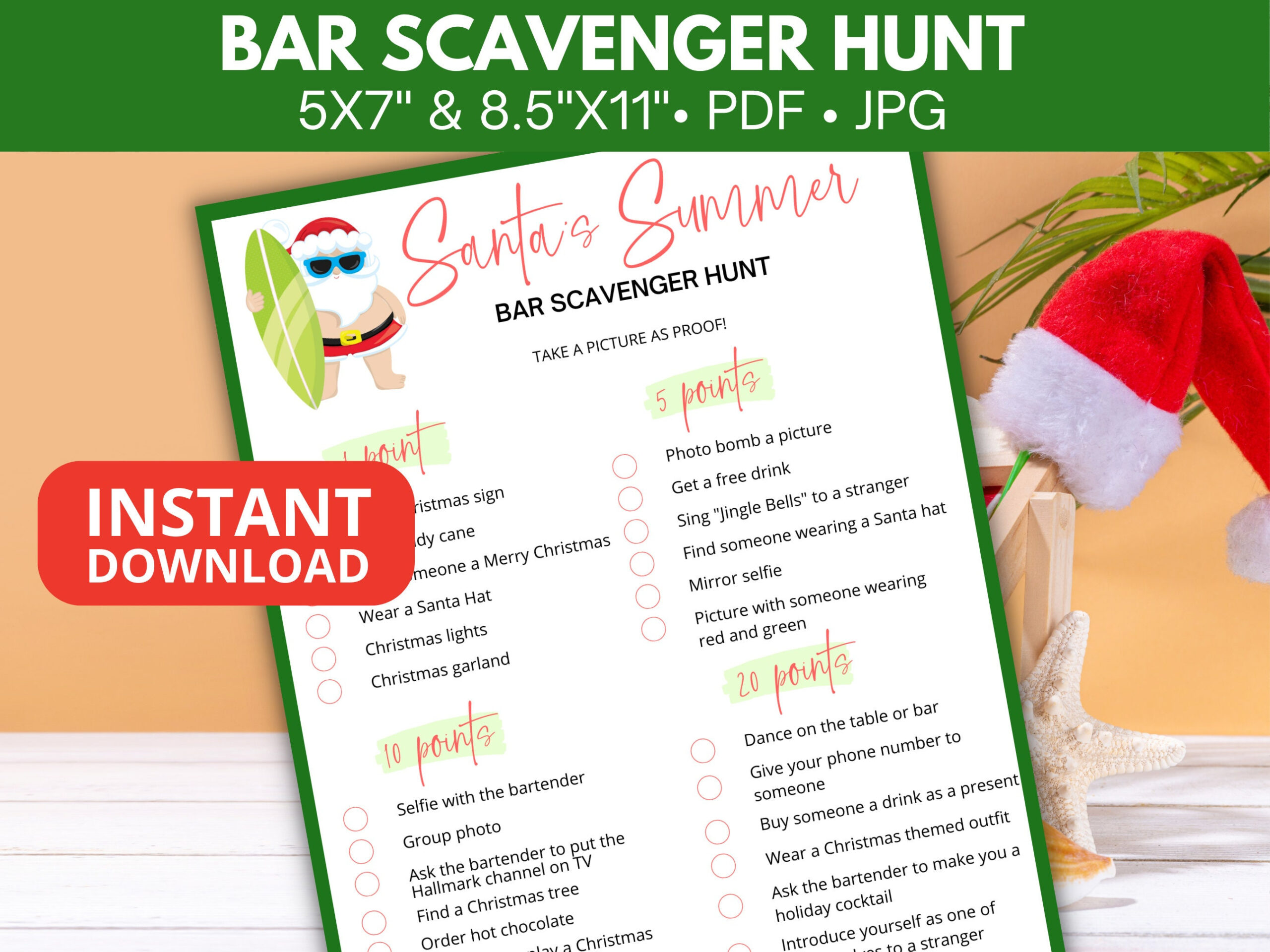 Holiday Scavenger Hunt For Adults - Etsy Uk inside Christmas Themed Pub Crawl Crossword Clue