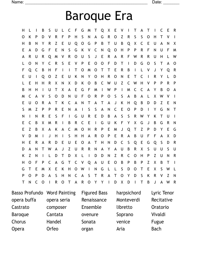Johann Sebastian Bach Word Search - Wordmint in Christmas Oratorio Composer Crossword Clue
