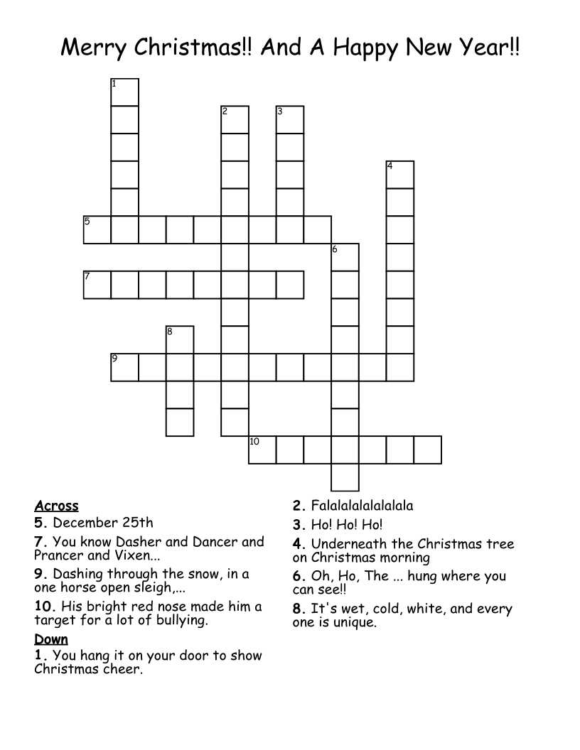 merry christmas and a happy new year crossword wordmint pertaining to christmas crossword middle school Merry Christmas!! And A Happy New Year!! Crossword - Wordmint pertaining to Christmas Crossword Middle School