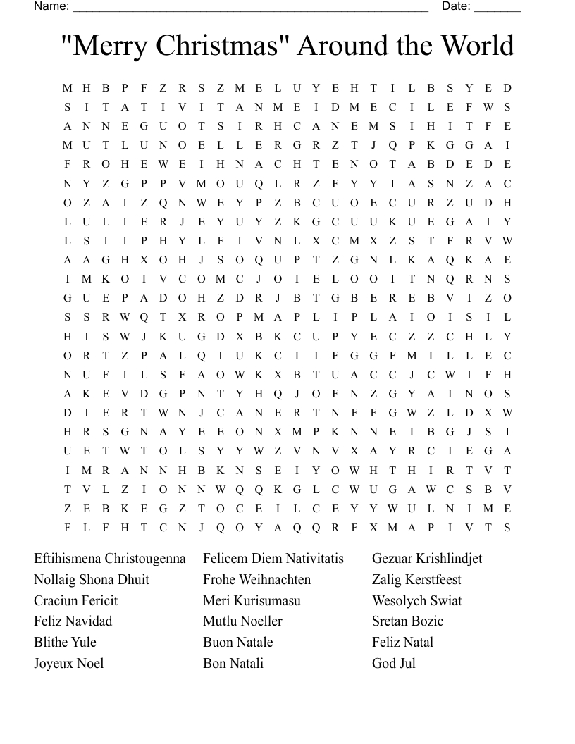 merry christmas around the world word search wordmint within christmas around the world crossword puzzle Merry Christmas" Around The World Word Search - Wordmint within Christmas Around the World Crossword Puzzle