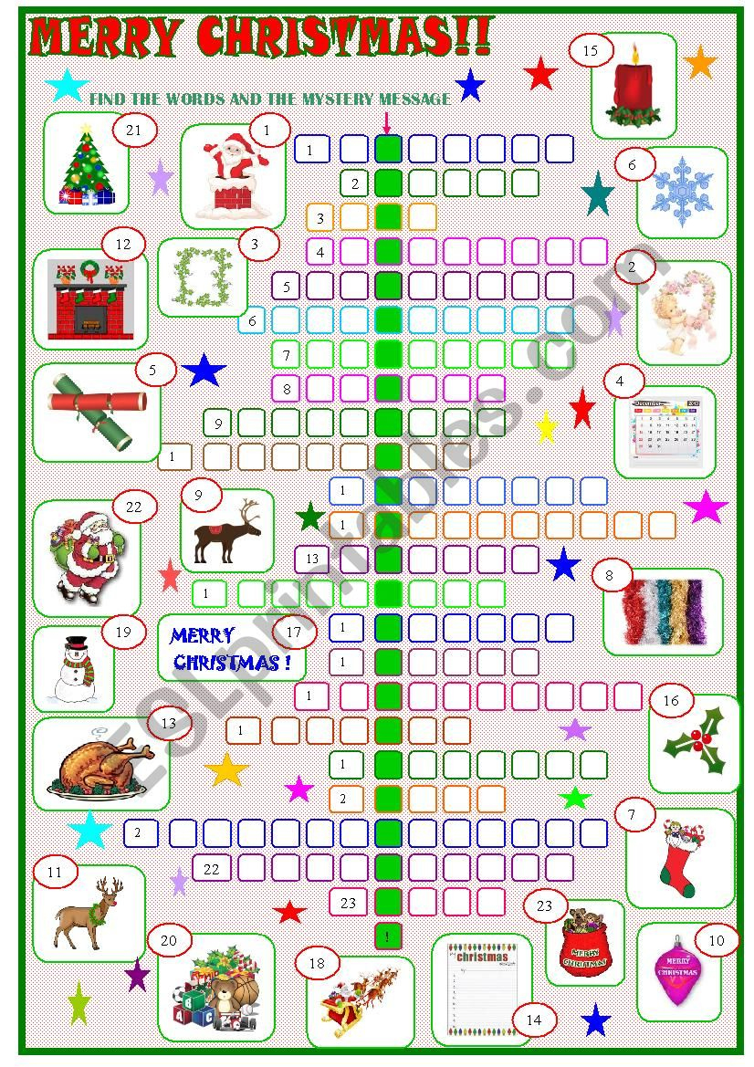 Merry Christmas :Crossword - Esl Worksheetspied-D-Aignel throughout Merry Christmas Crossword Answers