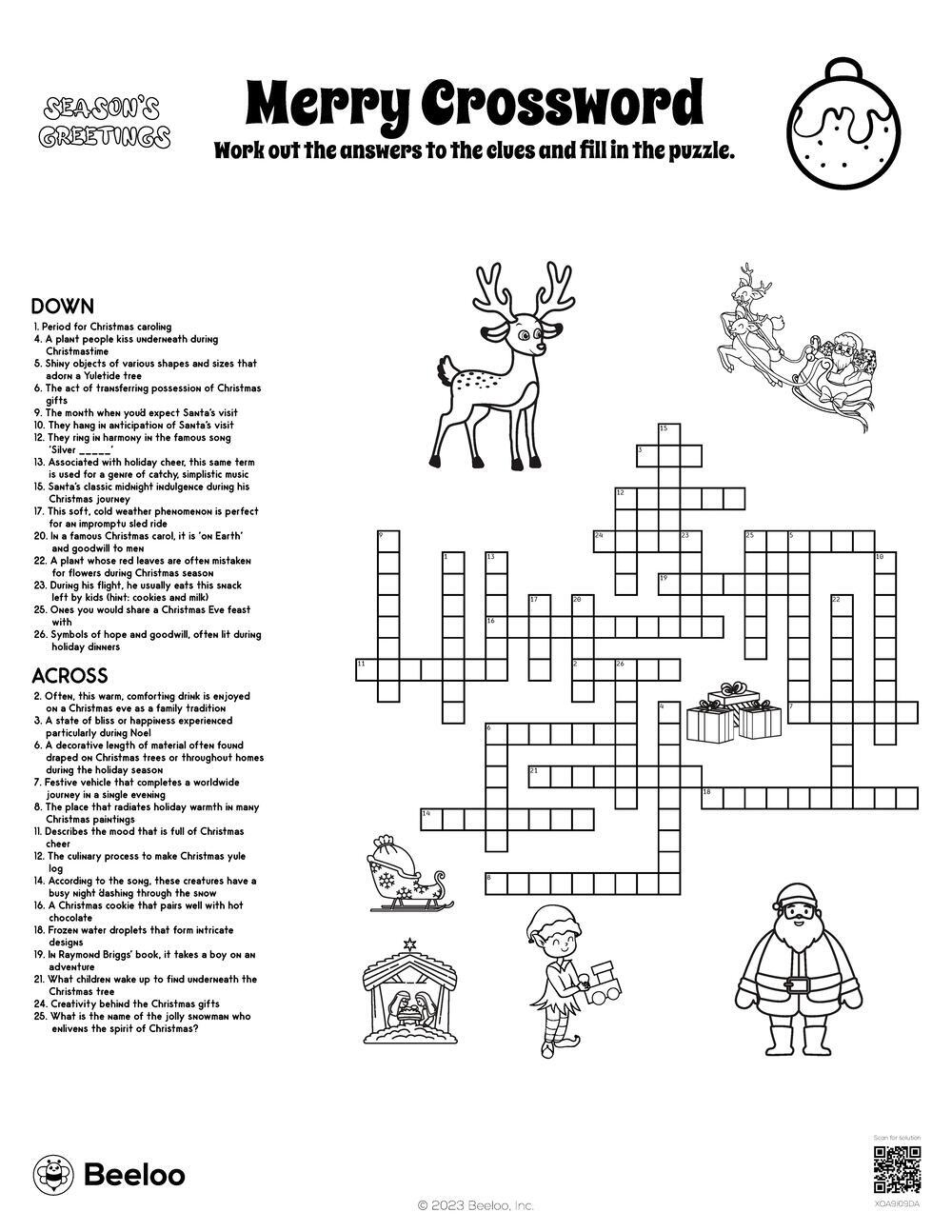 Merry Crossword • Beeloo Printable Crafts And Activities For Kids pertaining to Christmas Tree Often Crossword