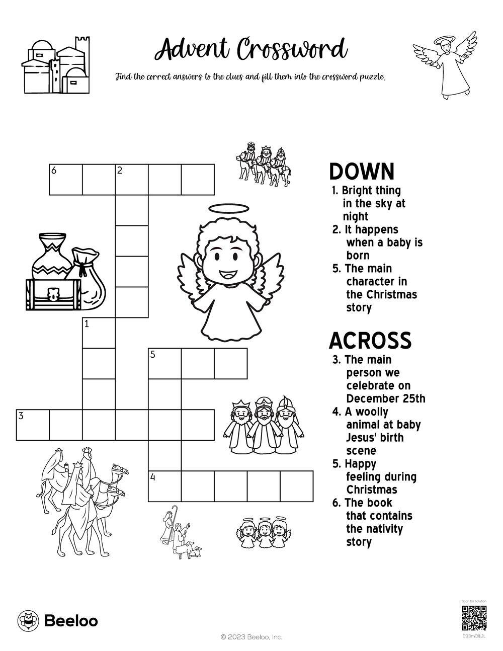 Nativity-Themed Crossword Puzzles • Beeloo Printable Crafts And regarding Nativity Display at Christmas Crossword