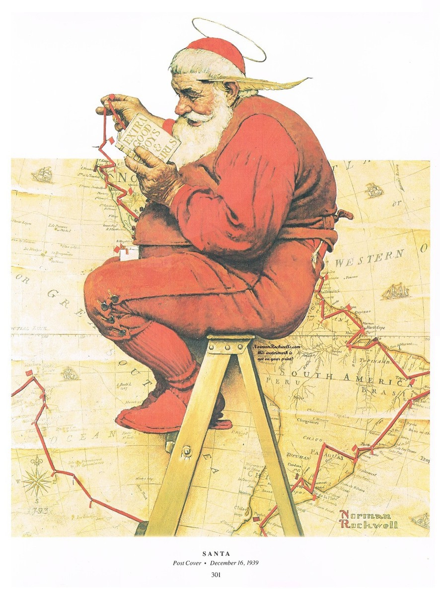 norman rockwell print santa claus plans his trip christmas with regard to santa039s route on christmas eve nyt crossword Norman Rockwell Print "Santa Claus Plans His Trip" Christmas with regard to Santa's Route on Christmas Eve Nyt Crossword