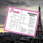Paris Crossword Puzzle Printable Game, Fun Travel Theme Birthday Activity,  Love France City, French Gathering Word Game Pdf, Parisian Party With Christmas In Paris Crossword