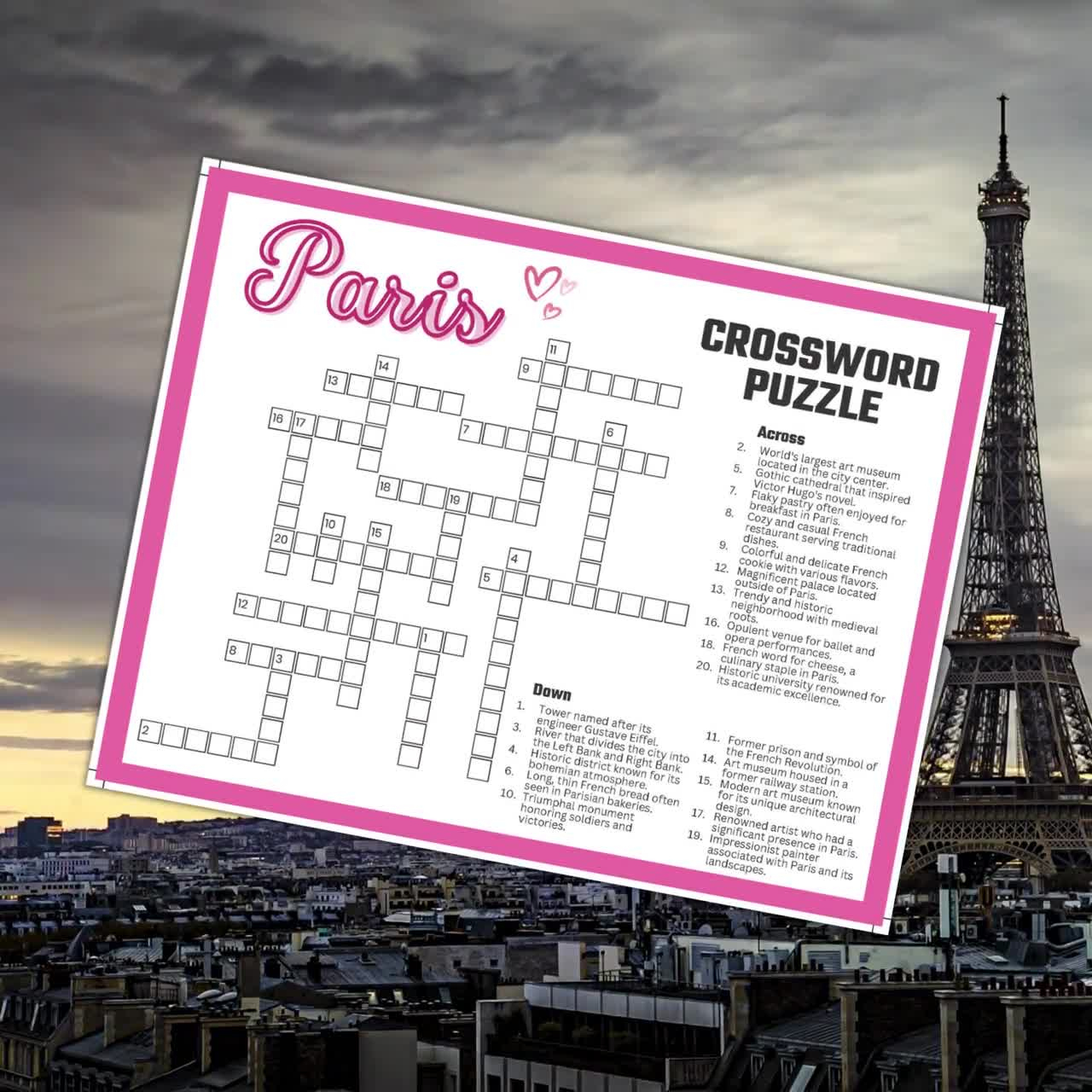 paris crossword puzzle printable game fun travel theme birthday activity love france city french gathering word game pdf parisian party with christmas in paris crossword Paris Crossword Puzzle Printable Game, Fun Travel Theme Birthday Activity, Love France City, French Gathering Word Game Pdf, Parisian Party with Christmas In Paris Crossword