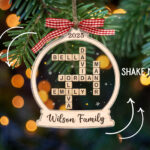 Personalized Christmas Ornament, Custom Family Christmas Ornament Intended For Christmas Tree Topper Crossword