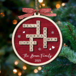 Personalized Family Crossword Puzzle Art Ornament, Custom With Bach'S Christmas Crossword