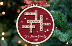 Personalized Family Crossword Puzzle Art Ornament, Custom with Bach'S Christmas Crossword