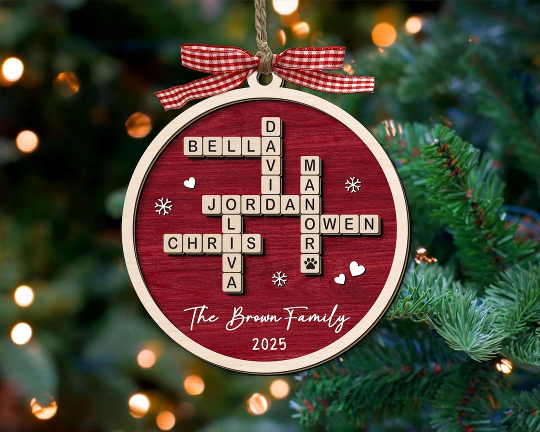 personalized family crossword puzzle art ornament custom with bachs christmas crossword Personalized Family Crossword Puzzle Art Ornament, Custom with Bach'S Christmas Crossword