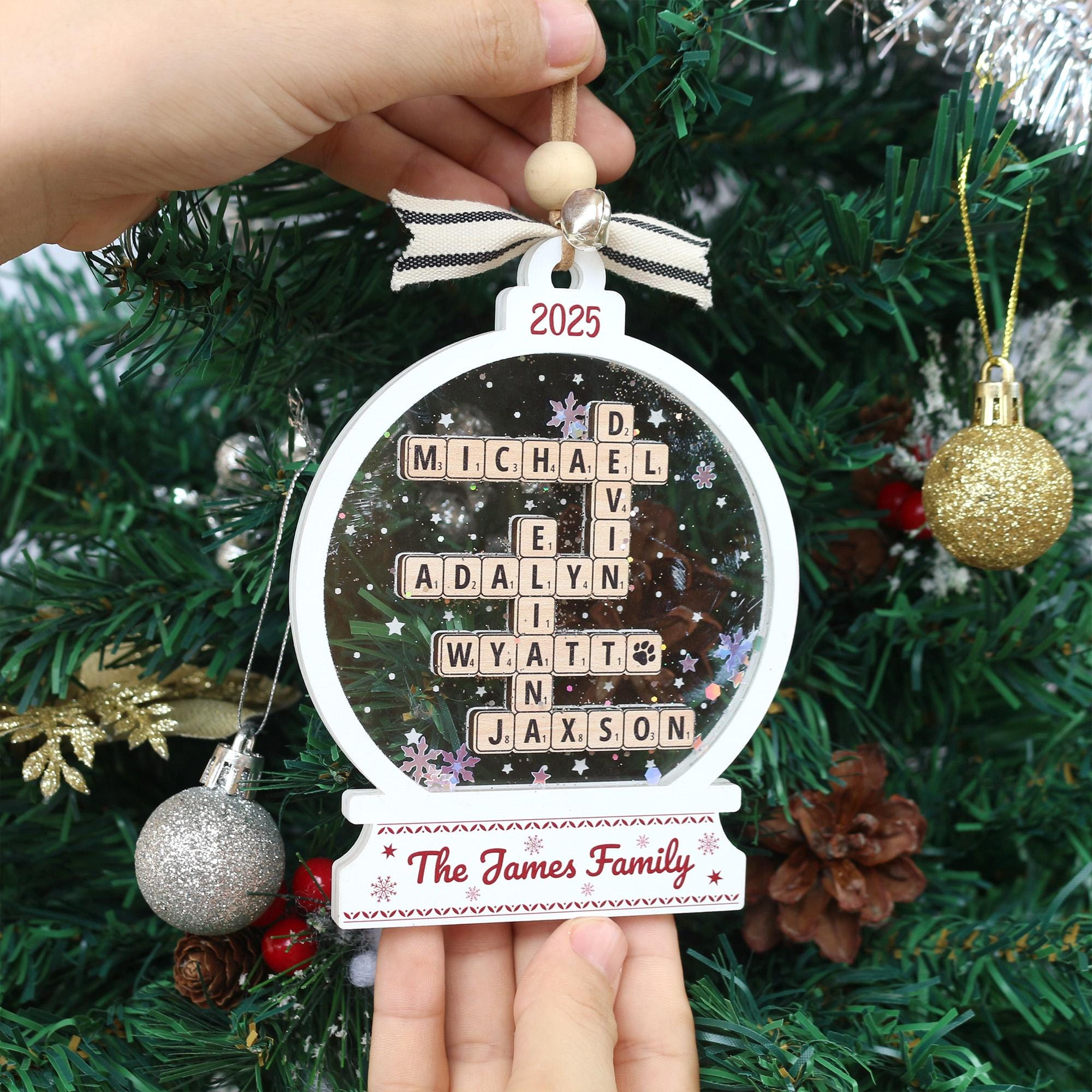 Personalized Family Name Scrabble Christmas Ornament: Acrylic for Edible Christmas Ornament Crossword